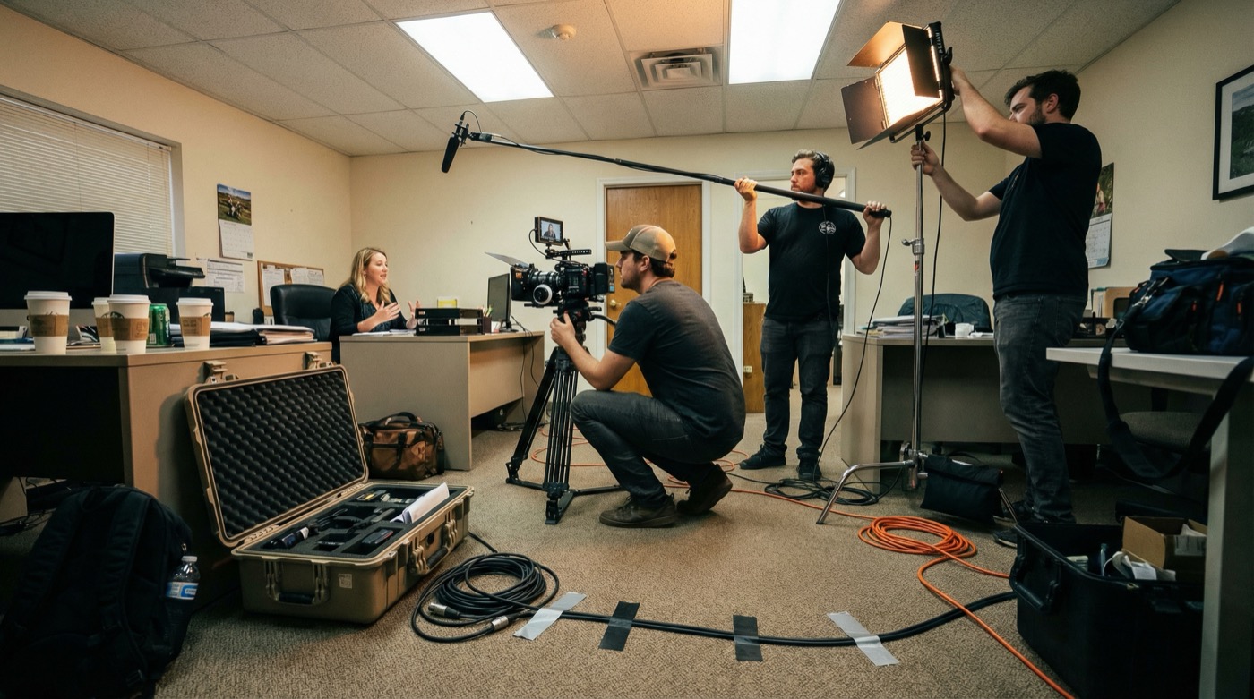 Ekipa filmowa na planie zdjęciowym